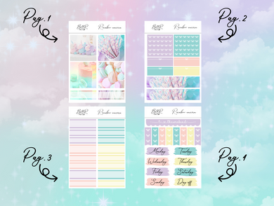Rainbow unicorn PP Weeks kit | EC Planner Stickers