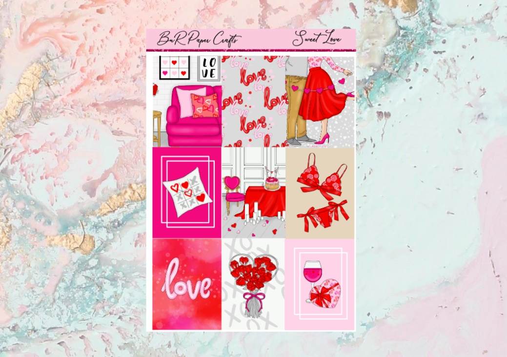 RTS Sweet Love Deluxe kit | Standard Vertical Planner Stickers