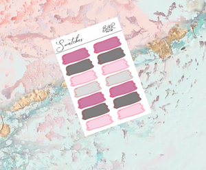Black and pink Swatches | Standard Vertical Planner Stickers