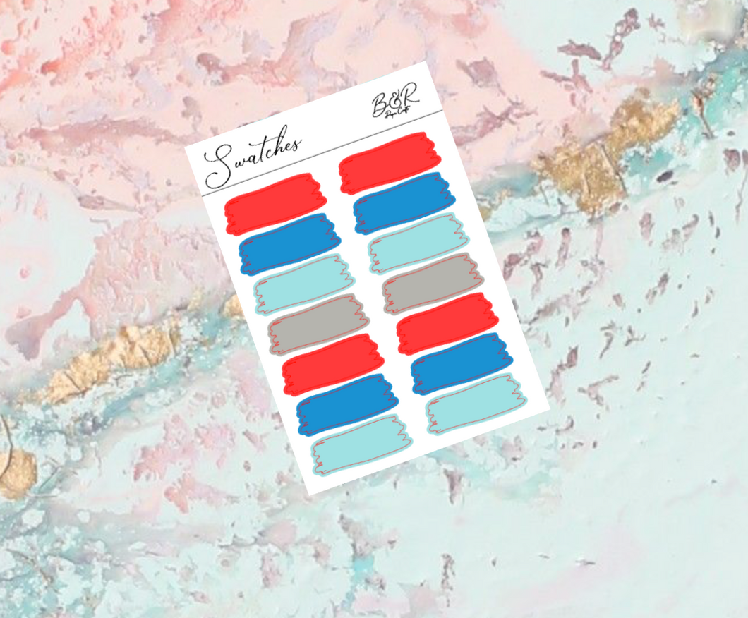4th of July Swatches | Standard Vertical Planner Stickers