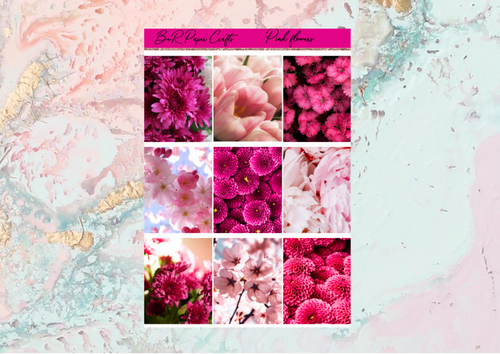 Pink flowers Deluxe kit | Standard Vertical Planner Stickers