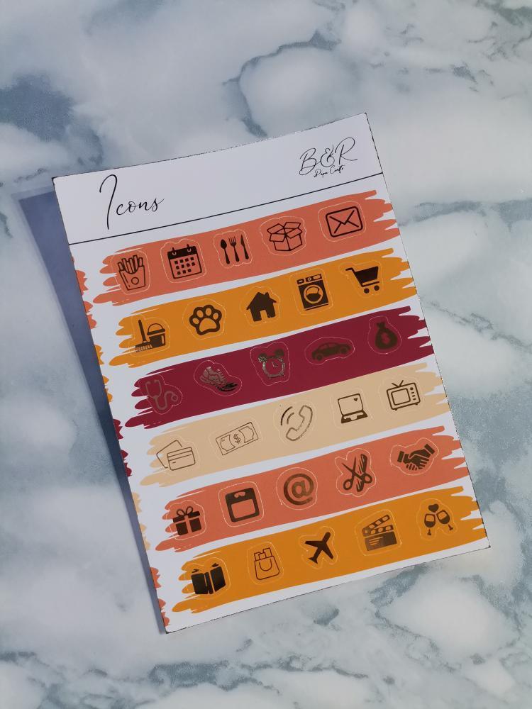 Icons | Foil Planner Stickers | Standard Vertical Planner Stickers