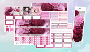 Peonies Monthly kit | EC Planner Stickers