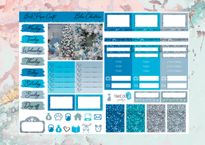 Blue Christmas Micro kit | Standard Vertical Planner Stickers