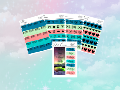 Northern lights PP weeks add on | Foil Planner Stickers| EC Planner Stickers