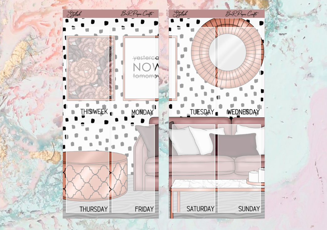 Stylish PP weeks full page kit | Weeks Vertical Planner Stickers