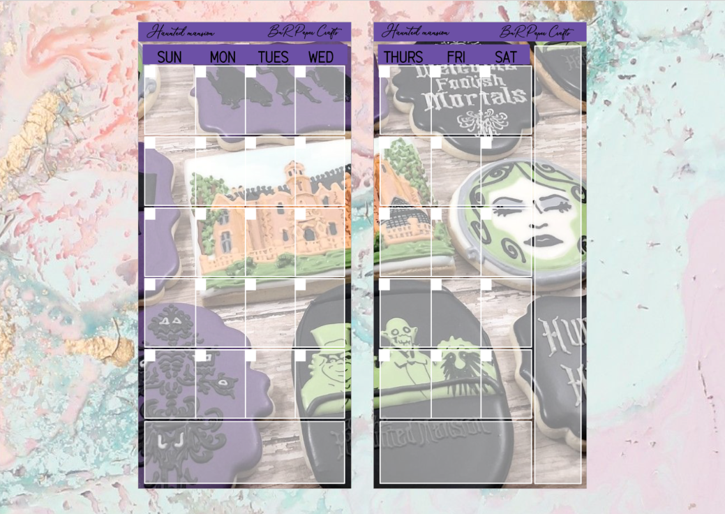 Haunted mansion Monthly full page kit | Weeks Vertical Planner Stickers