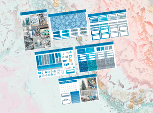 Blue Christmas Mini kit | Standard Vertical Planner Stickers