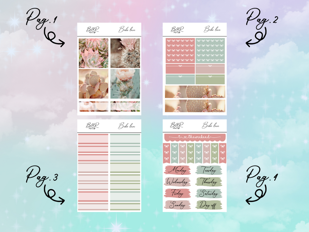 Boho love PP Weeks kit | EC Planner Stickers