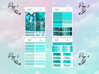 Aqua PP Weeks kit | EC Planner Stickers