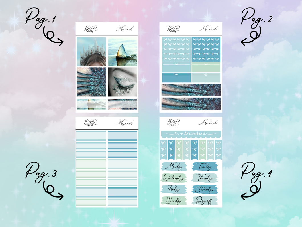 Mermaid PP Weeks kit | EC Planner Stickers