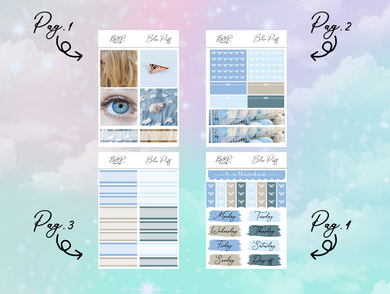 Blue Puff PP Weeks kit | EC Planner Stickers