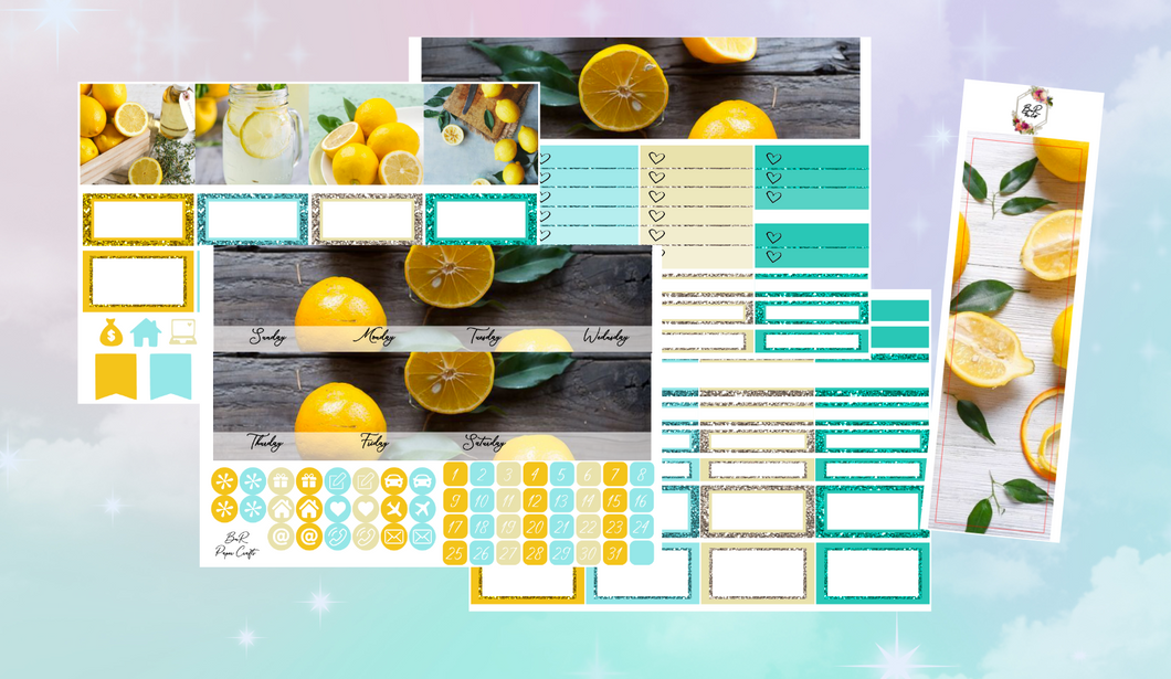Lemon Monthly kit | Standard Vertical Planner Stickers