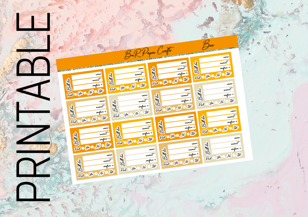PRINTABLE Bee due add ons | Standard Vertical Planner Stickers