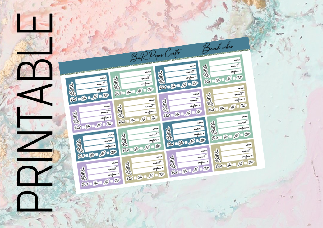 PRINTABLE Beach vibes due add ons | Standard Vertical Planner Stickers