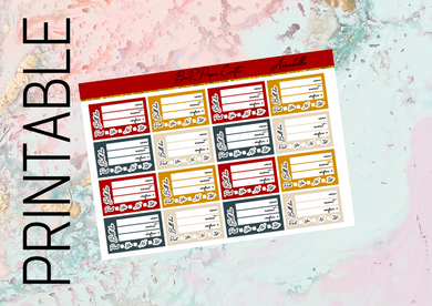 PRINTABLE Annabelle Bill due add ons | Standard Vertical Planner Stickers