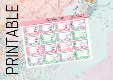 PRINTABLE Back to school due add ons | Standard Vertical Planner Stickers