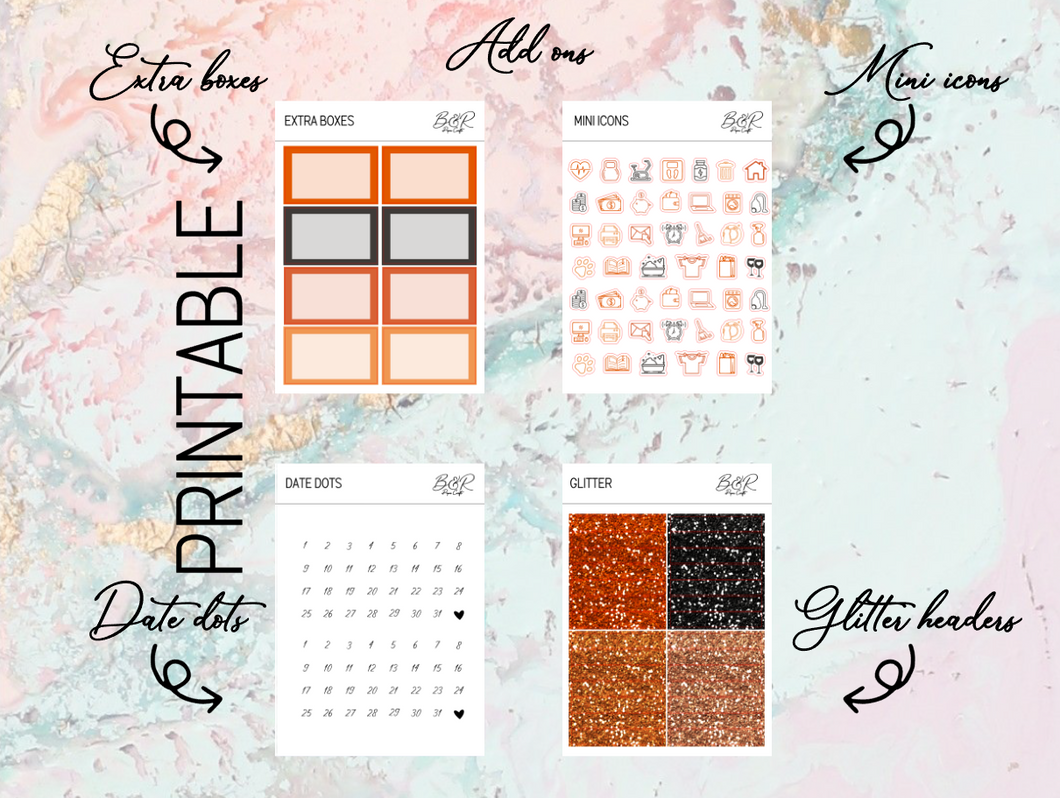 PRINTABLE Happy Halloween Add ons sheets | Standard Vertical Planner Stickers