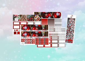 Red Christmas Monthly kit | Standard Vertical Planner Stickers