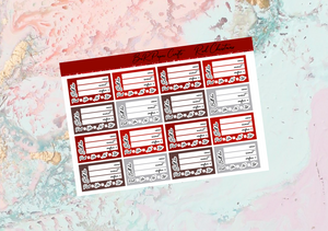 Red Christmas bill due add on sheet | Standard Vertical Planner Stickers