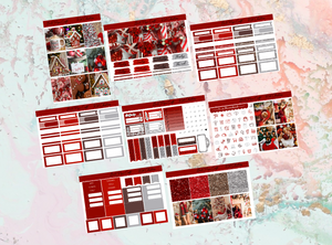 PRINTABLE Red Christmas Standard vertical kit | Standard Vertical Planner Stickers