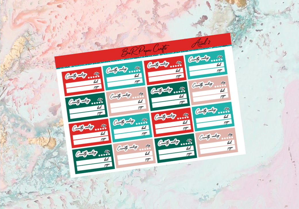 Ariel 2 Currently reading add on sheet | Standard Vertical Planner Stickers