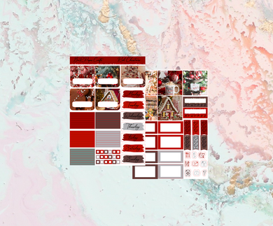 Red Christmas Academic Planner kit | Standard Vertical Planner Stickers