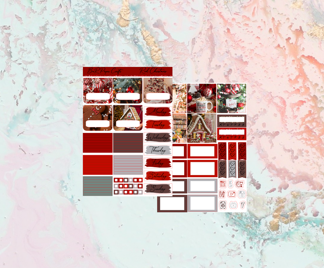 Red Christmas TPC Nation Planner kit | Standard Vertical Planner Stickers