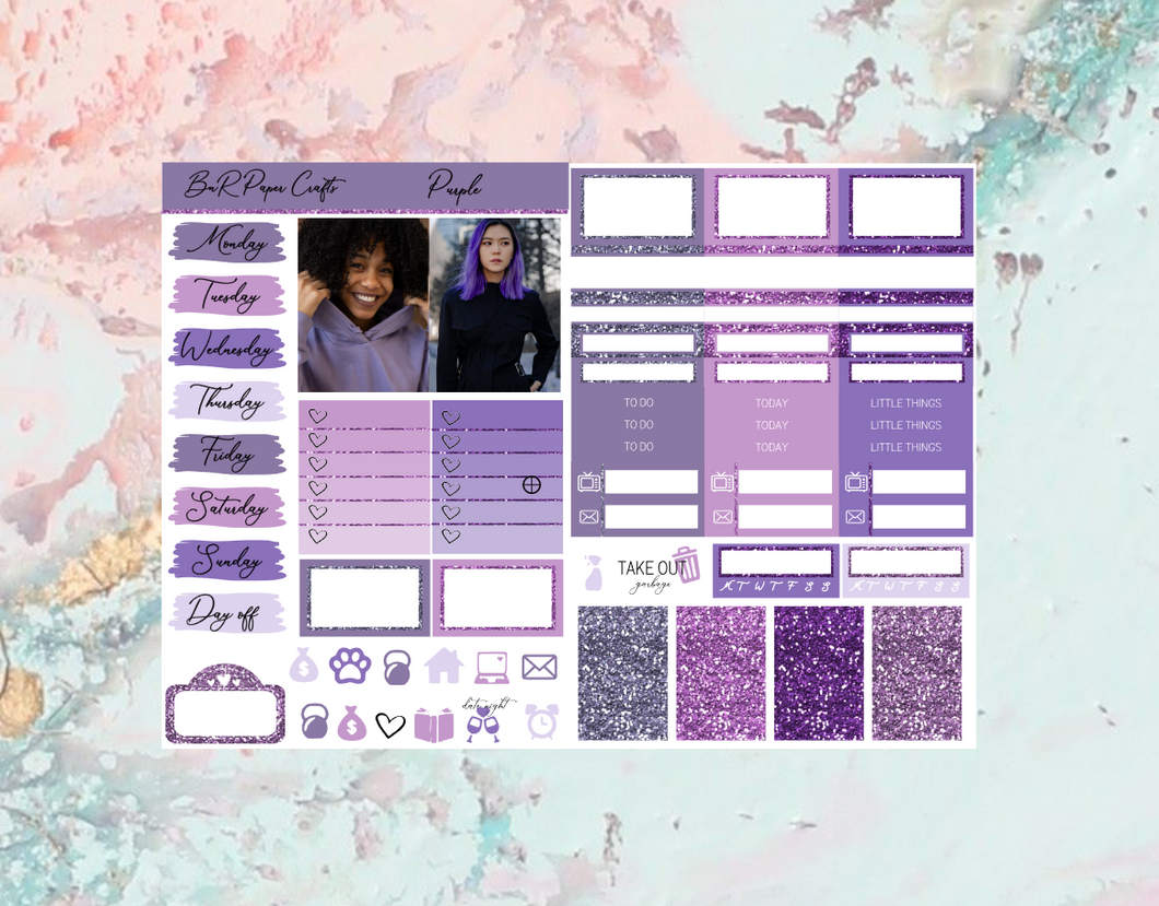 Purple  Micro kit | Standard Vertical Planner Stickers