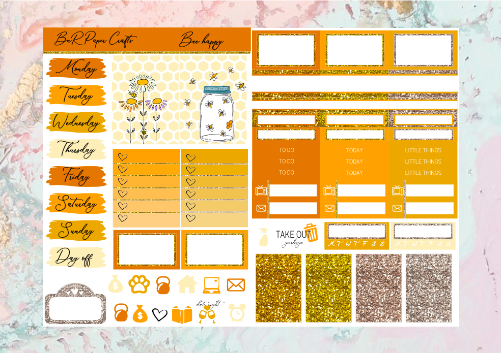 Bee happy Micro kit | Standard Vertical Planner Stickers