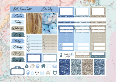 Blue puff Micro kit | Standard Vertical Planner Stickers