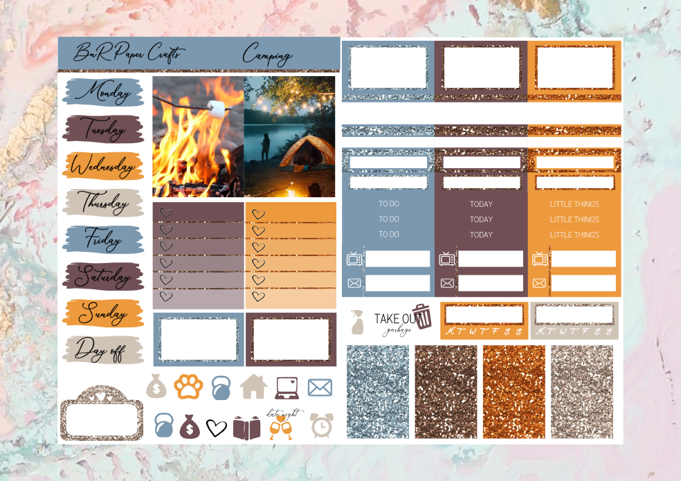 Camping Micro kit | Standard Vertical Planner Stickers
