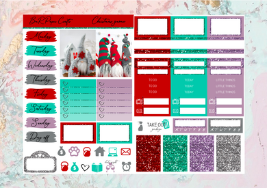 Christmas gnome Micro kit | Standard Vertical Planner Stickers