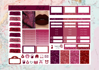 Burgundy Micro kit | Standard Vertical Planner Stickers