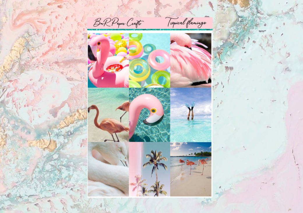 Tropical flamingo Deluxe kit | Standard Vertical Planner Stickers