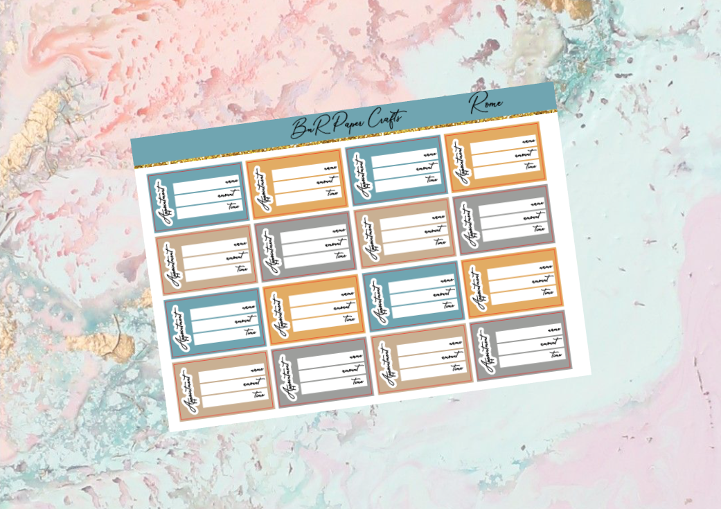 Rome Appointment label add on sheet | Standard Vertical Planner Stickers