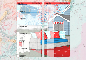 4th of July Hobonichi full page kit | Weeks Vertical Planner Stickers