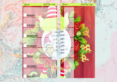 Grinch Hobonichi full page kit | Weeks Vertical Planner Stickers
