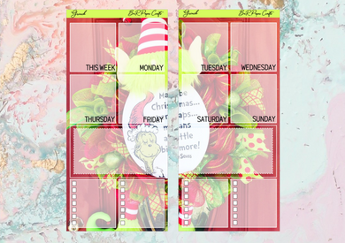 Grinch Ideas full page kit | Weeks Vertical Planner Stickers