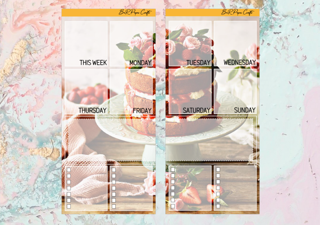 Cake Ideas full page kit | Weeks Vertical Planner Stickers