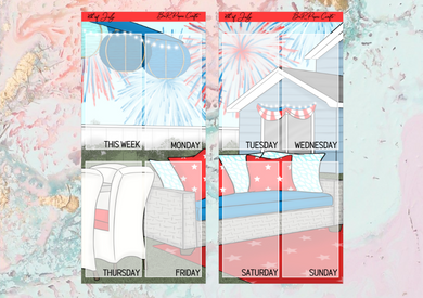 4th of July PP weeks full page kit | Weeks Vertical Planner Stickers