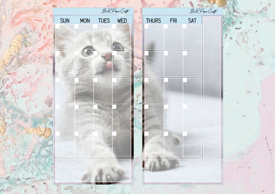 Cat lover Monthly full page kit | Weeks Vertical Planner Stickers