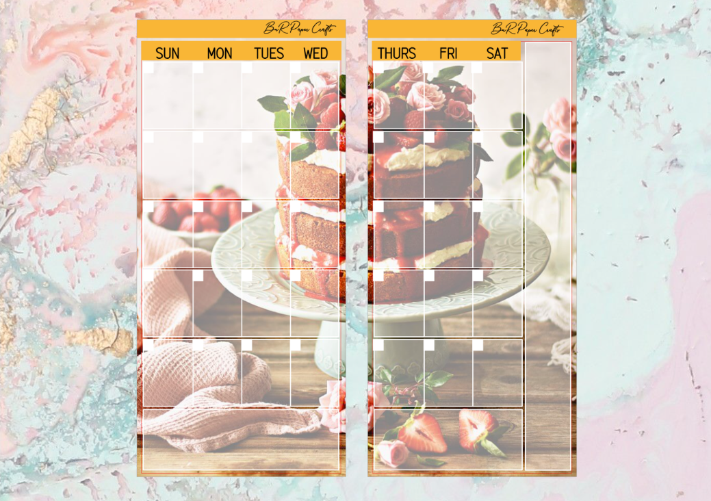 Cake Monthly full page kit | Weeks Vertical Planner Stickers
