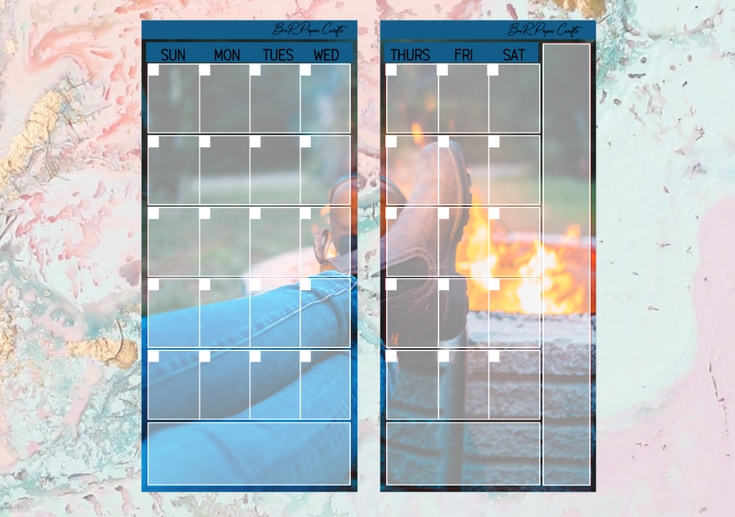 Bonfire Monthly full page kit | Weeks Vertical Planner Stickers