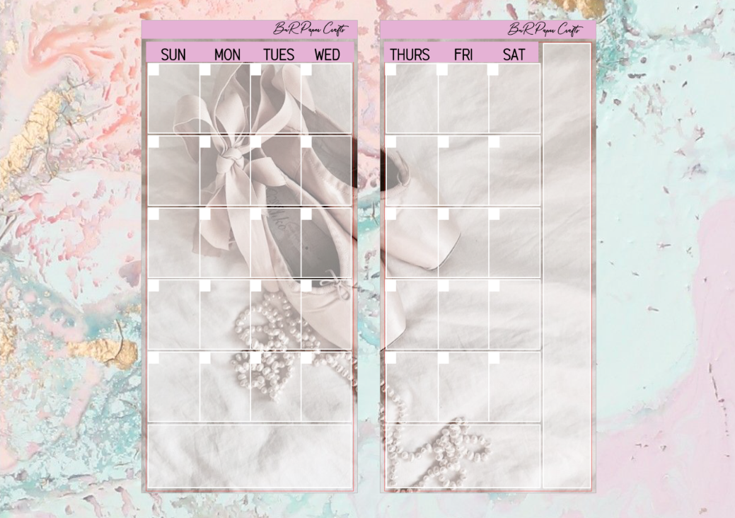 Ballet Monthly full page kit | Weeks Vertical Planner Stickers