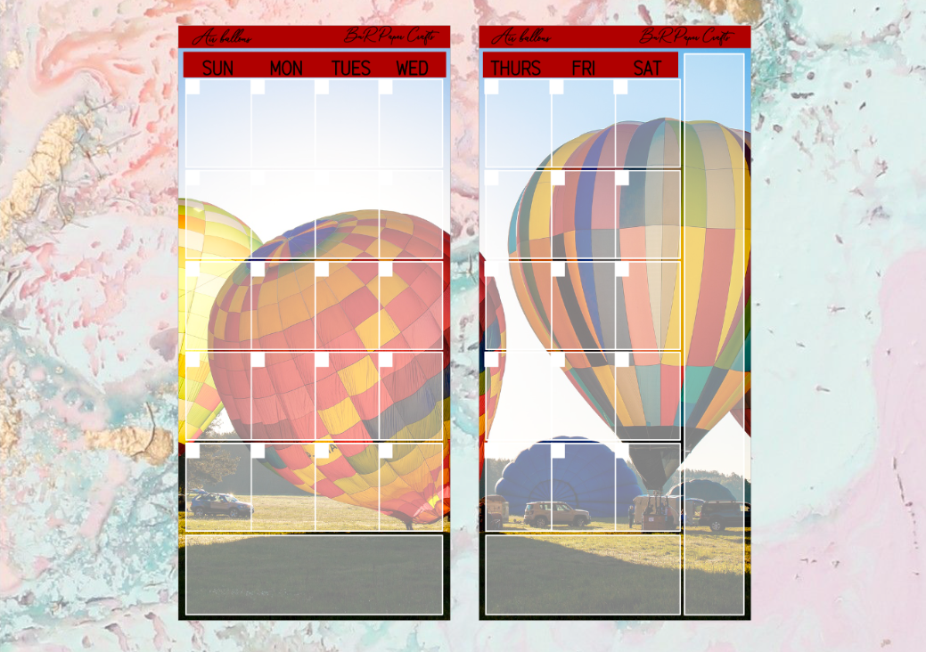 Air balloons Monthly full page kit | Weeks Vertical Planner Stickers