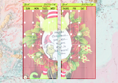 Grinch Monthly full page kit | Weeks Vertical Planner Stickers