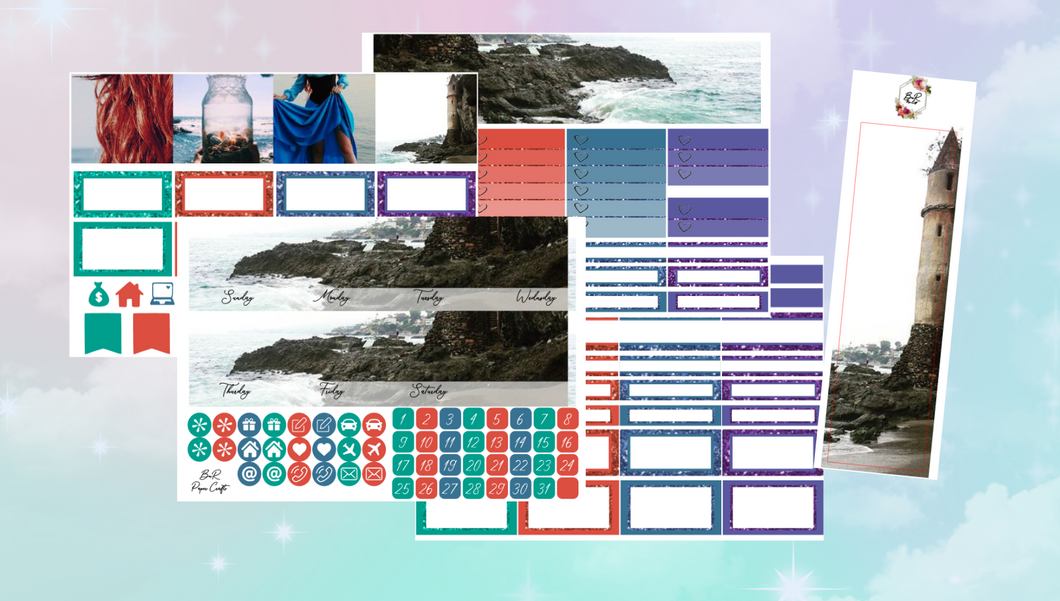 Ariel Monthly kit | Standard Vertical Planner Stickers