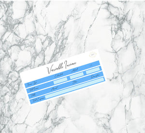 Blue Variable Income Kit | Standard Vertical Planner Stickers | Standard Vertical Budget Stickers
