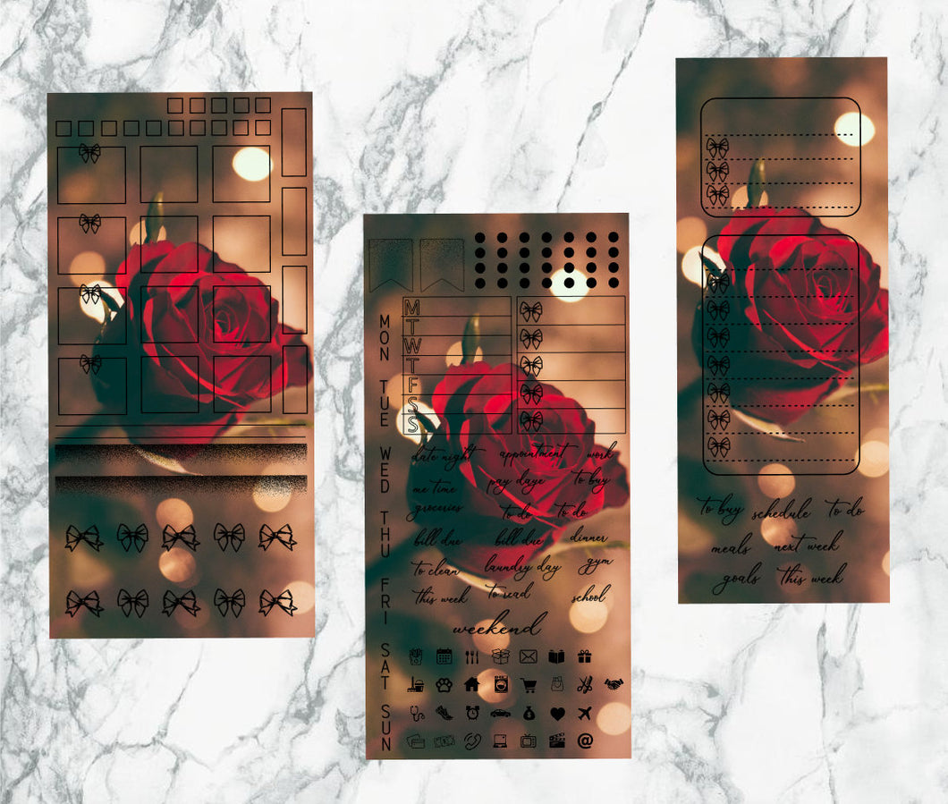 Belle rose hobonichi kit | Foil Planner Stickers